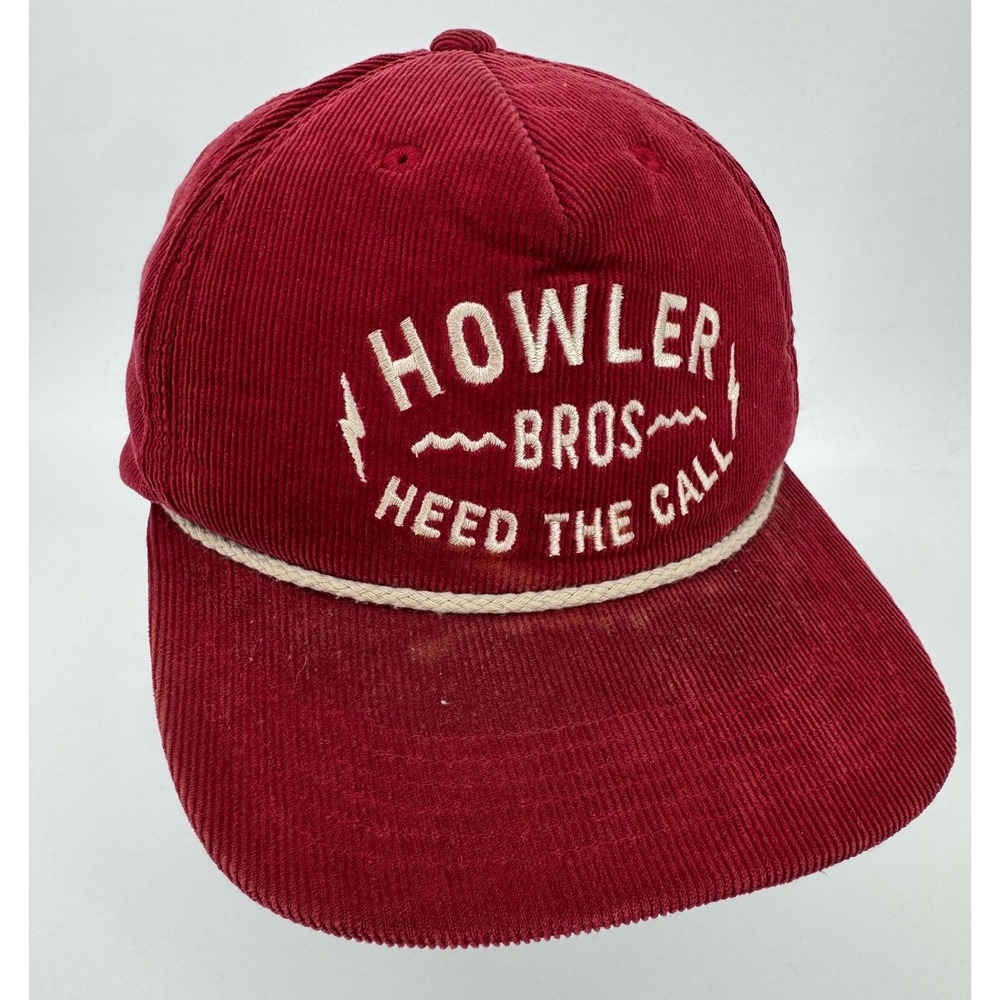 Howler Bros Hat Cap Corduroy Rope Maroon Heed The Call Red Snapback